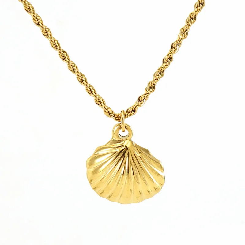 Vacation Shell Stainless Steel Plating 18K Gold Plated Pendant Necklace_colorza_2