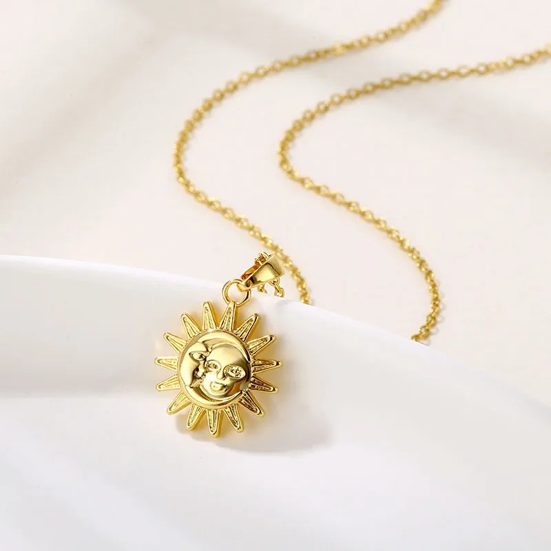 Modern Style Sun Moon Stainless Steel Titanium Steel Plating 18K Gold Plated Gold Plated Pendant Necklace_colorza_1