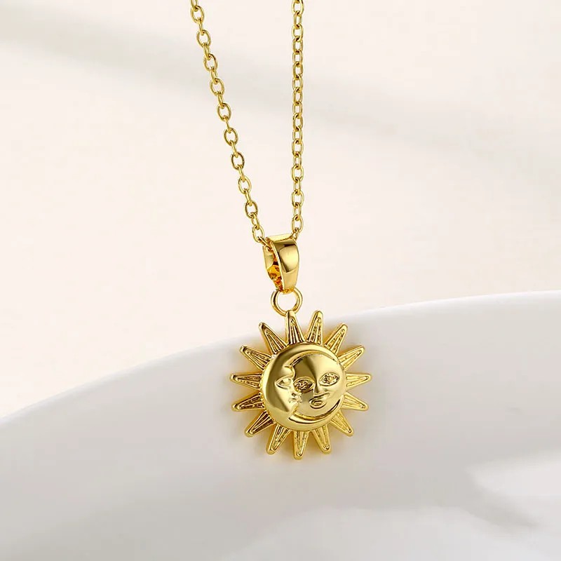Modern Style Sun Moon Stainless Steel Titanium Steel Plating 18K Gold Plated Gold Plated Pendant Necklace_colorza_2