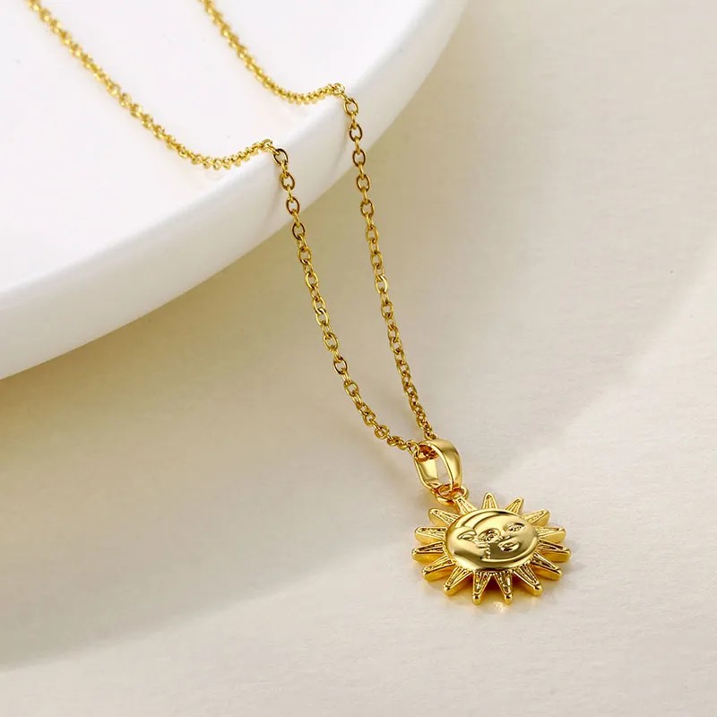 Modern Style Sun Moon Stainless Steel Titanium Steel Plating 18K Gold Plated Gold Plated Pendant Necklace_colorza_3