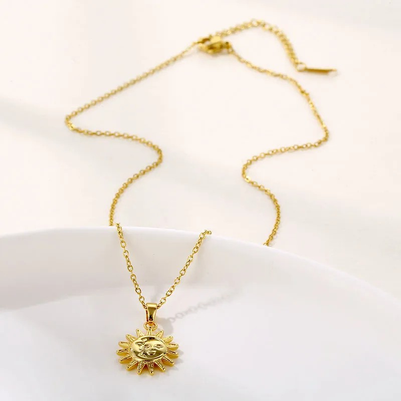 Modern Style Sun Moon Stainless Steel Titanium Steel Plating 18K Gold Plated Gold Plated Pendant Necklace_colorza_4