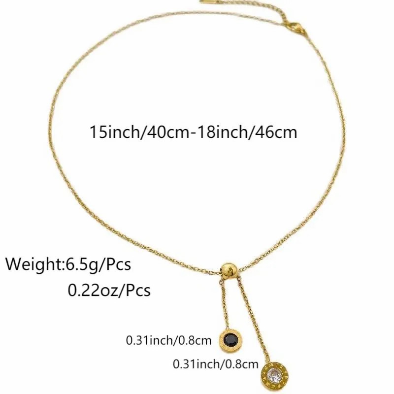 INS Style Round Titanium Steel Inlay Zircon 18K Gold Plated Pendant Necklace_colorza_1