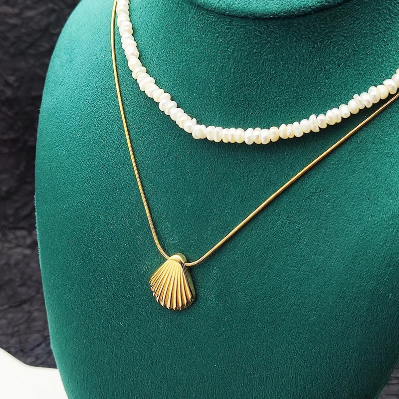 Simple Style Shell Titanium Steel Plating 18K Gold Plated Pendant Necklace_colorza_7