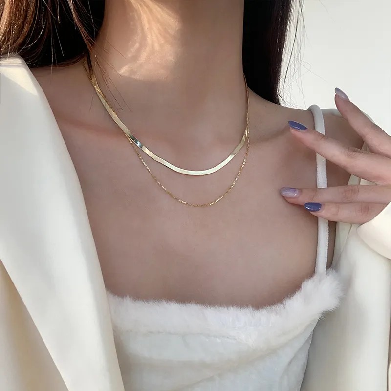 Simple Style Solid Color Titanium Steel Plating 18K Gold Plated Layered Necklaces_colorza_4