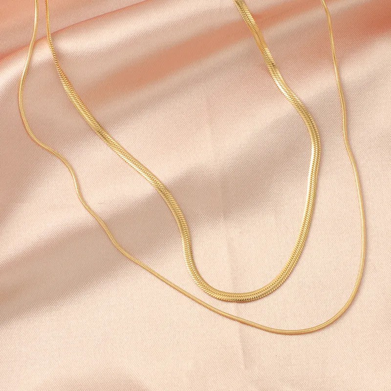 Simple Style Solid Color Titanium Steel Plating 18K Gold Plated Layered Necklaces_colorza_5
