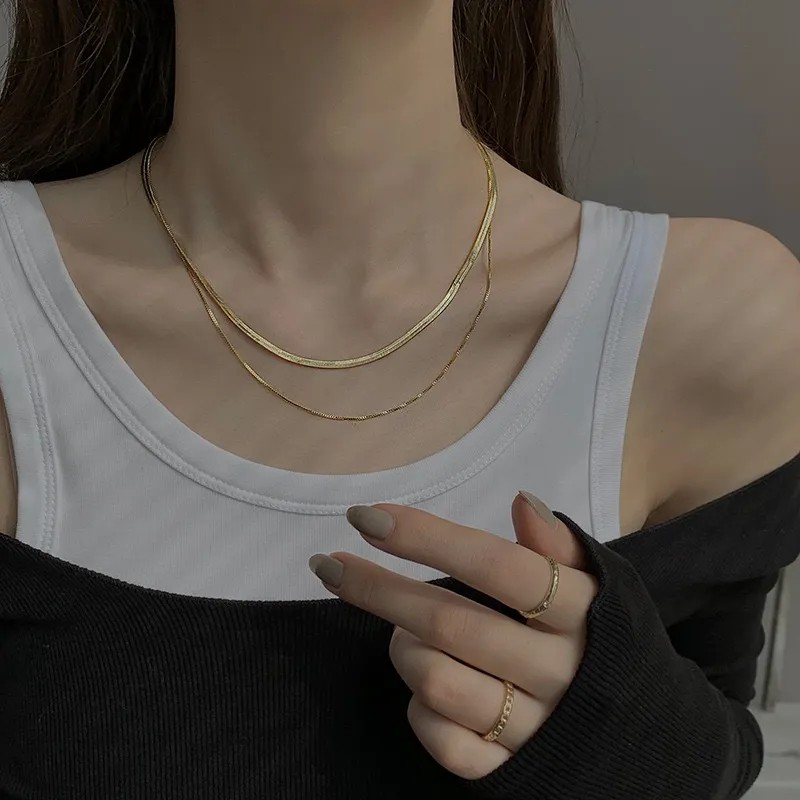 Simple Style Solid Color Titanium Steel Plating 18K Gold Plated Layered Necklaces_colorza_6