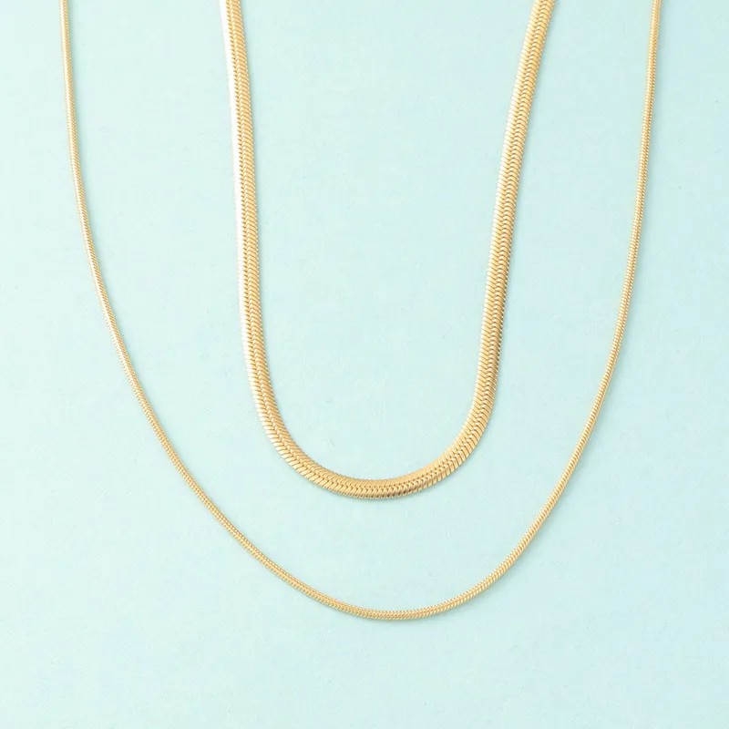Simple Style Solid Color Titanium Steel Plating 18K Gold Plated Layered Necklaces_colorza_7
