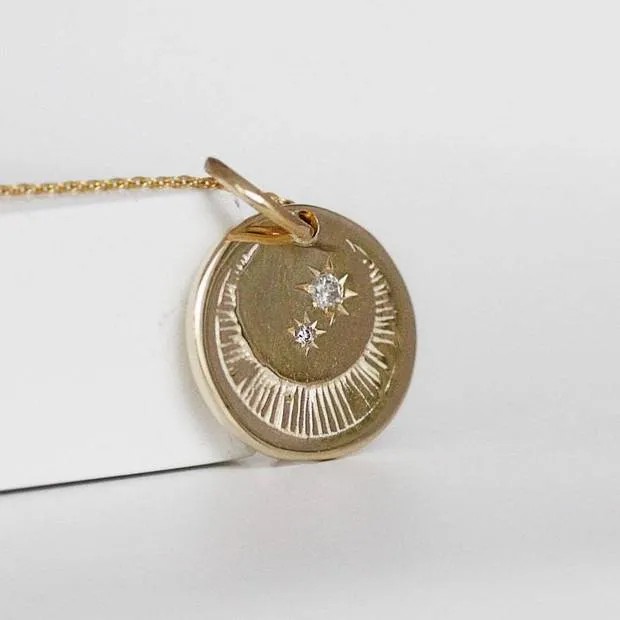 Simple Style Moon Stainless Steel Polishing Zircon 18K Gold Plated Pendant Necklace_colorza_1