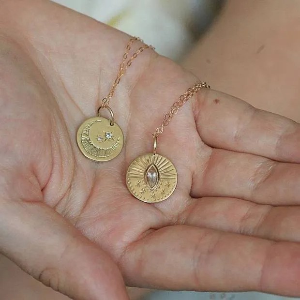 Simple Style Moon Stainless Steel Polishing Zircon 18K Gold Plated Pendant Necklace_colorza_2