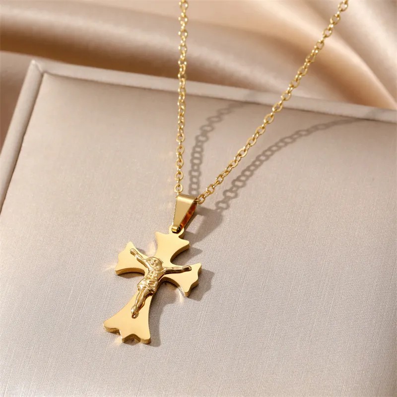 Ethnic Style Simple Style Cross Stainless Steel Plating Pendant Necklace_colorza_6