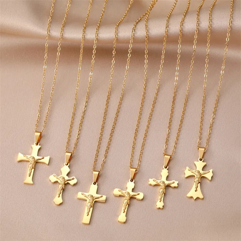 Ethnic Style Simple Style Cross Stainless Steel Plating Pendant Necklace_colorza_12