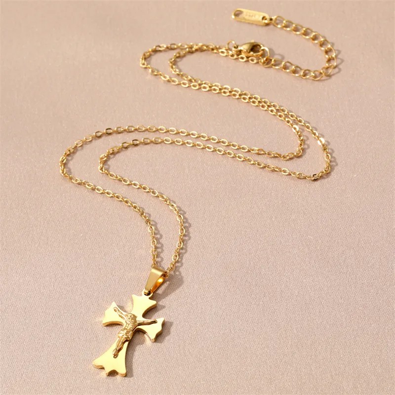 Ethnic Style Simple Style Cross Stainless Steel Plating Pendant Necklace_colorza_13