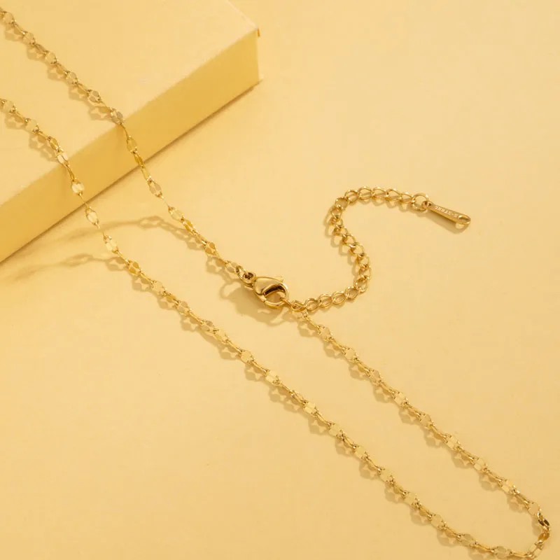 Simple Style Solid Color Stainless Steel Plating 18K Gold Plated Necklace_colorza_2