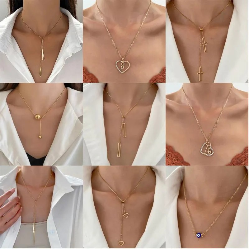 Casual Simple Style Cross Infinity Heart Shape Titanium Steel Copper Plating Hollow Out Inlay Crystal Rhinestones Zircon 18K Gold Plated Gold Plated Silver Plated Pendant Necklace_colorza_2