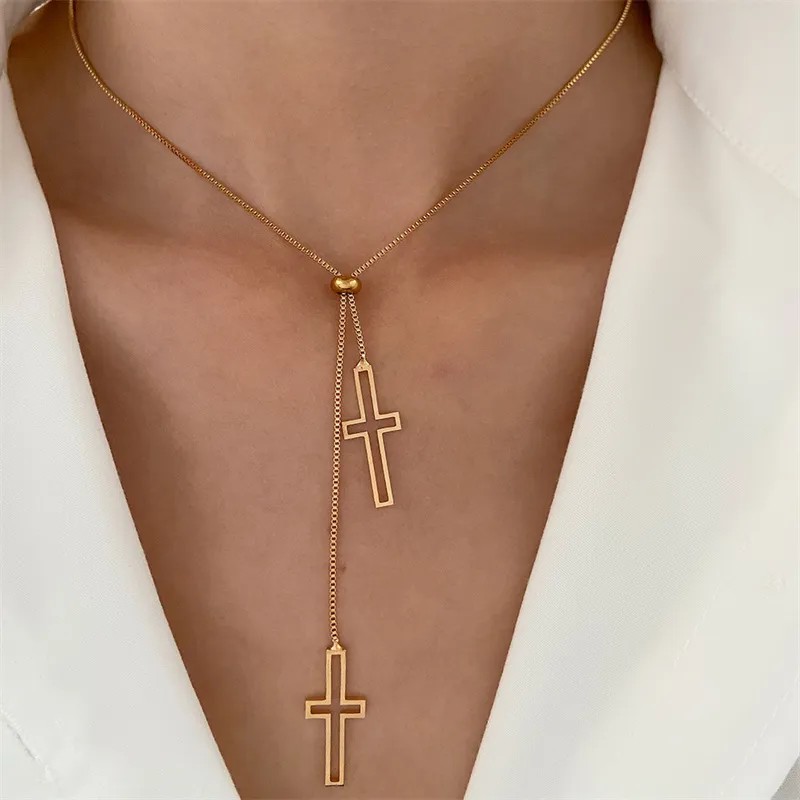 Casual Simple Style Cross Infinity Heart Shape Titanium Steel Copper Plating Hollow Out Inlay Crystal Rhinestones Zircon 18K Gold Plated Gold Plated Silver Plated Pendant Necklace_colorza_12