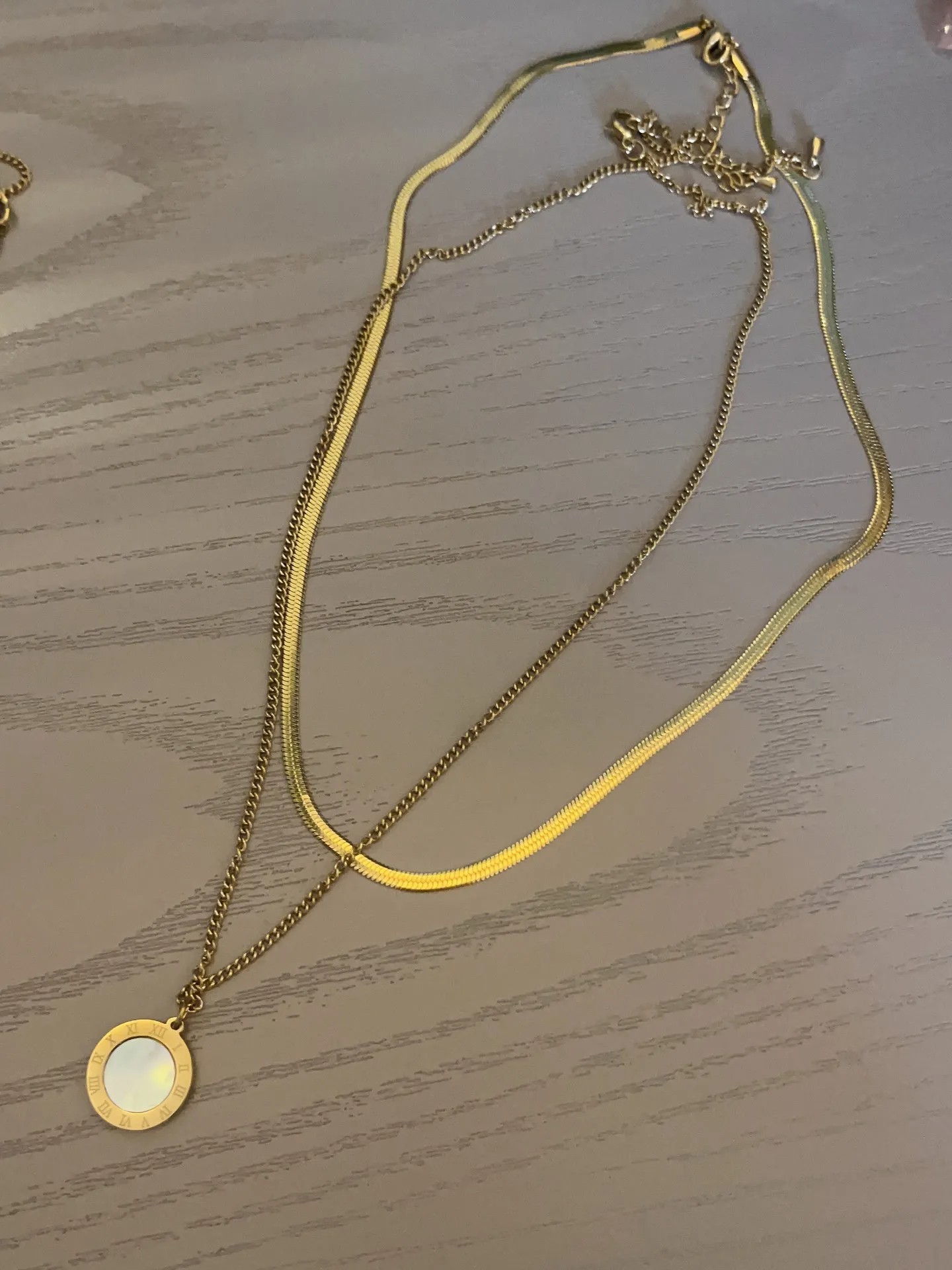 INS Style French Style Round Number Stainless Steel Titanium Steel Plating Inlay Artificial Gemstones 18K Gold Plated Layered Necklaces_colorza_7
