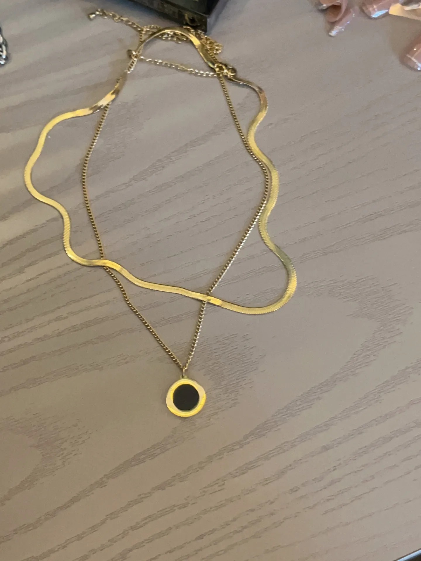 INS Style French Style Round Number Stainless Steel Titanium Steel Plating Inlay Artificial Gemstones 18K Gold Plated Layered Necklaces_colorza_8