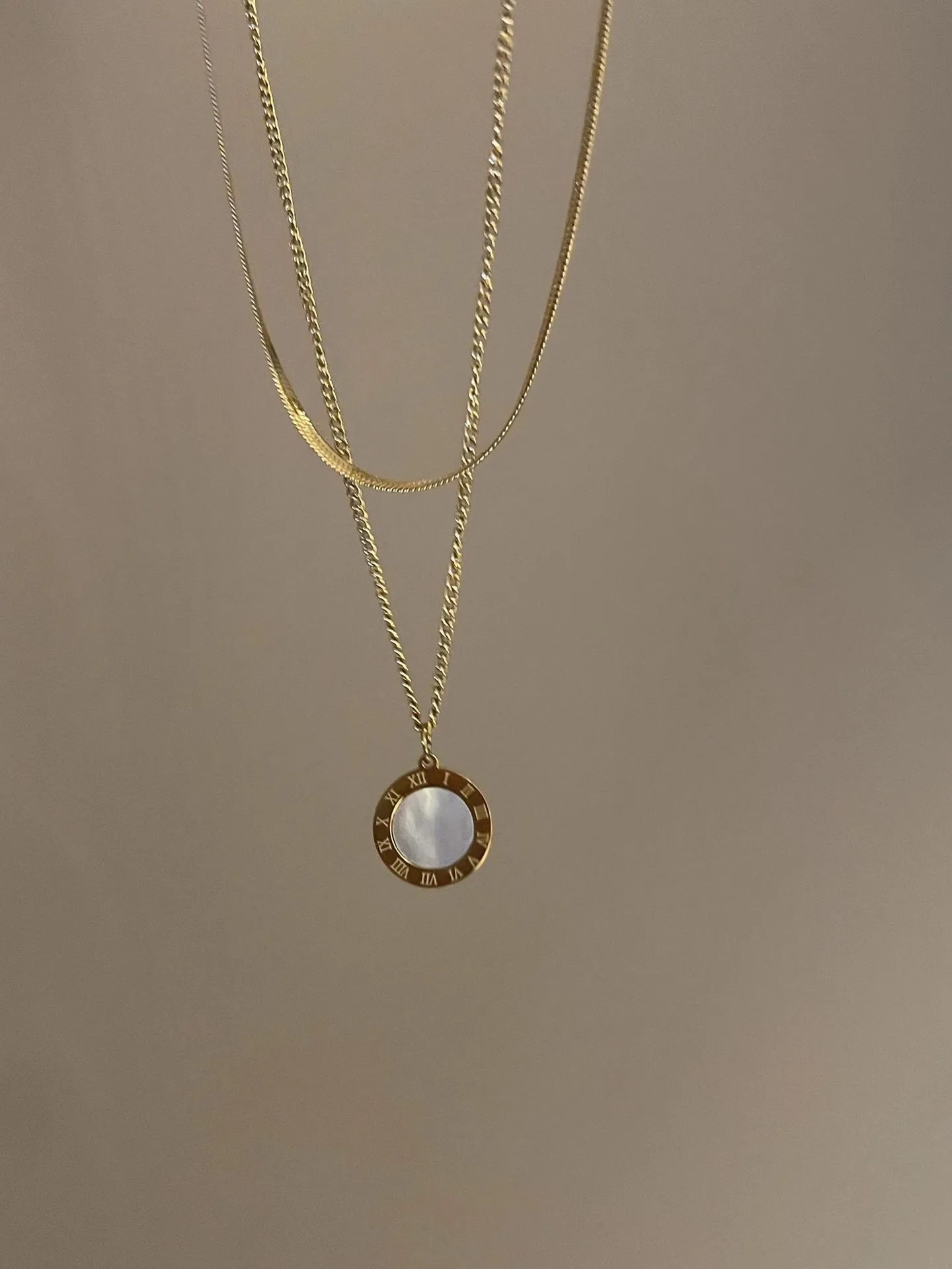 INS Style French Style Round Number Stainless Steel Titanium Steel Plating Inlay Artificial Gemstones 18K Gold Plated Layered Necklaces_colorza_9