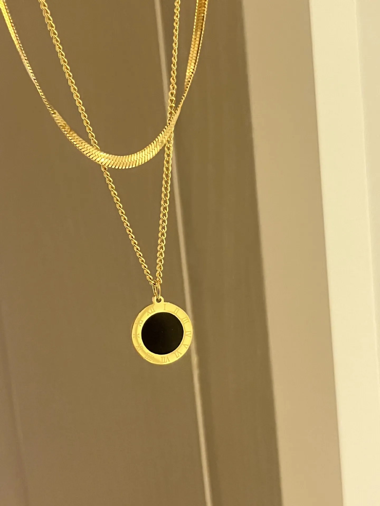 INS Style French Style Round Number Stainless Steel Titanium Steel Plating Inlay Artificial Gemstones 18K Gold Plated Layered Necklaces_colorza_10