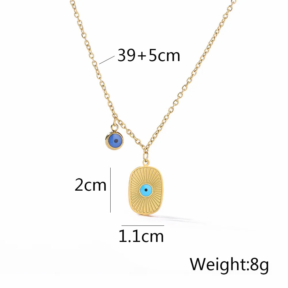 Simple Style Commute Circle Eye Titanium Steel Plating Inlay Turquoise 18K Gold Plated Pendant Necklace_colorza_1