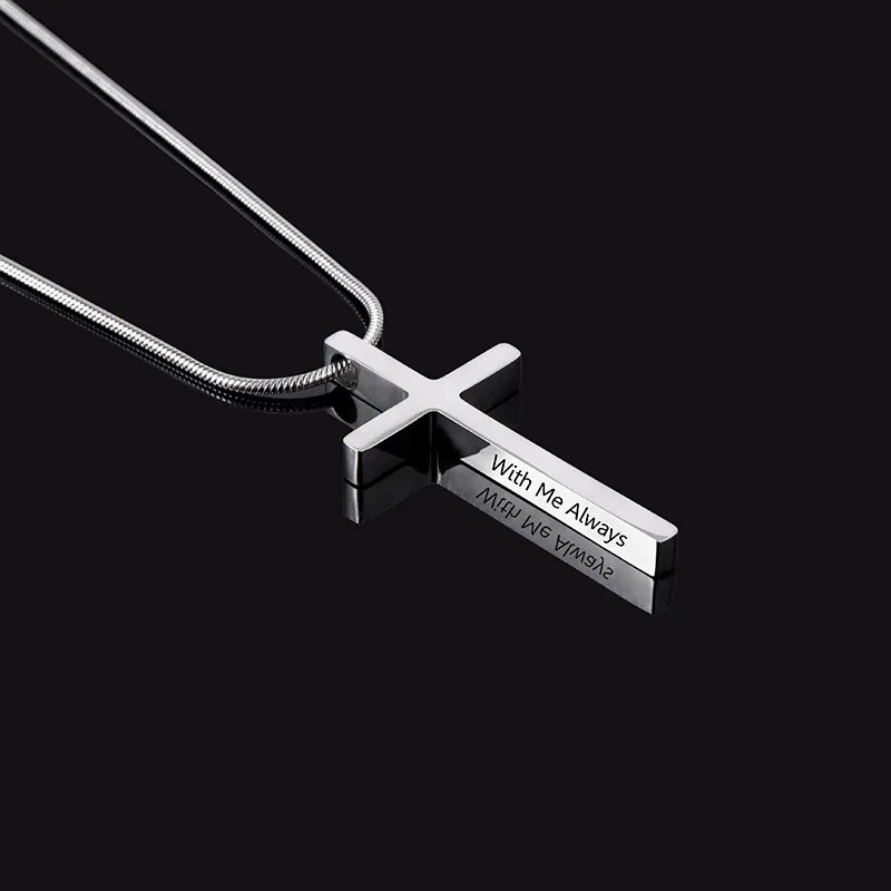 Simple Style Streetwear Cross Letter Stainless Steel Plating Carving Pendant Necklace Long Necklace_colorza_1