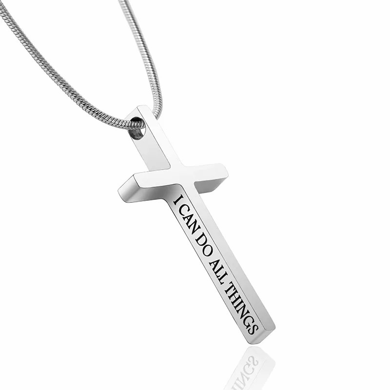 Simple Style Streetwear Cross Letter Stainless Steel Plating Carving Pendant Necklace Long Necklace_colorza_3