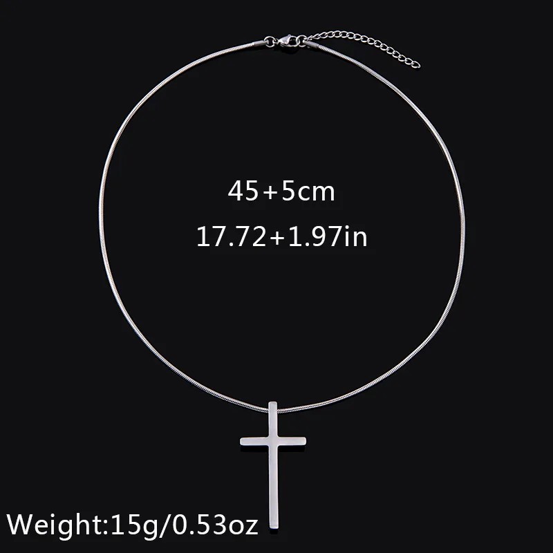 Simple Style Streetwear Cross Letter Stainless Steel Plating Carving Pendant Necklace Long Necklace_colorza_4