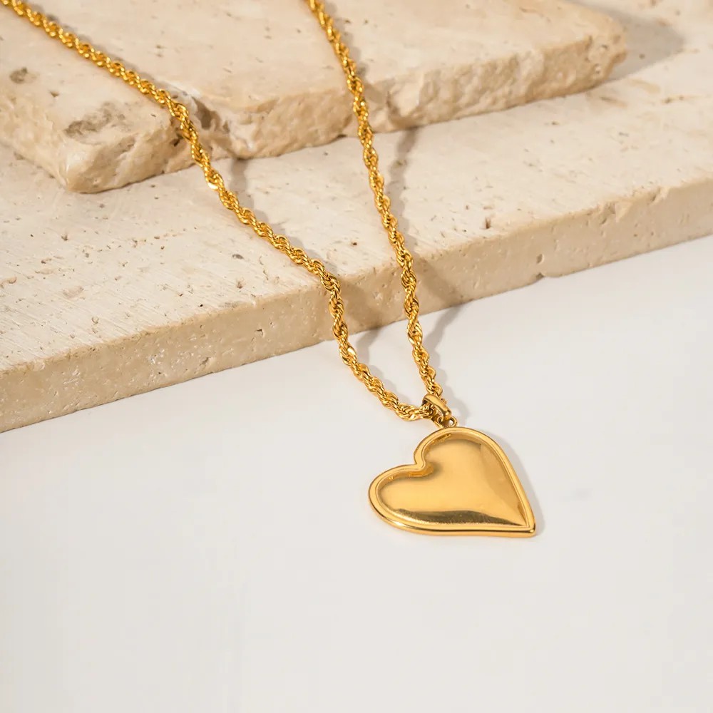 INS Style Simple Style Heart Shape Stainless Steel Plating 18K Gold Plated Pendant Necklace Long Necklace_colorza_2