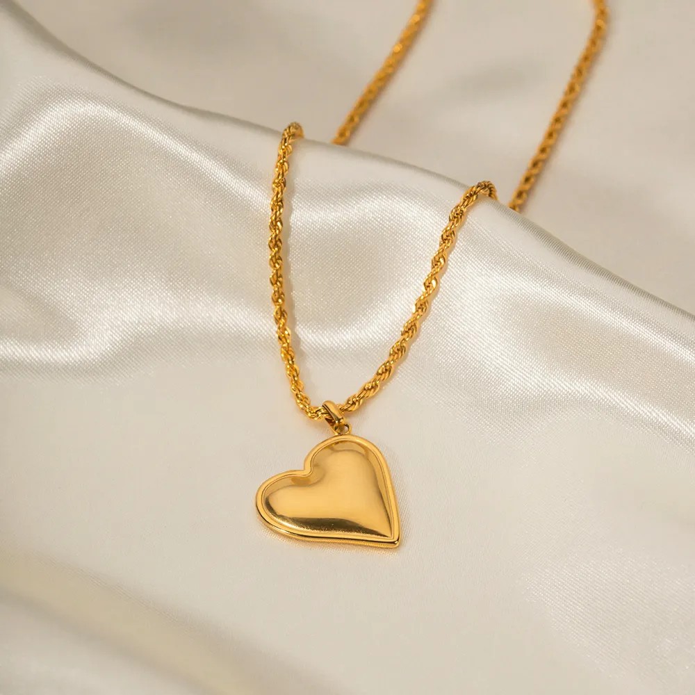 INS Style Simple Style Heart Shape Stainless Steel Plating 18K Gold Plated Pendant Necklace Long Necklace_colorza_4