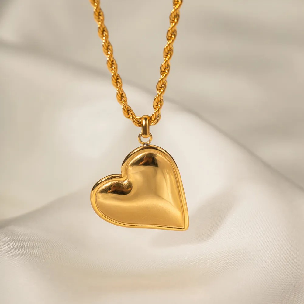 INS Style Simple Style Heart Shape Stainless Steel Plating 18K Gold Plated Pendant Necklace Long Necklace_colorza_6