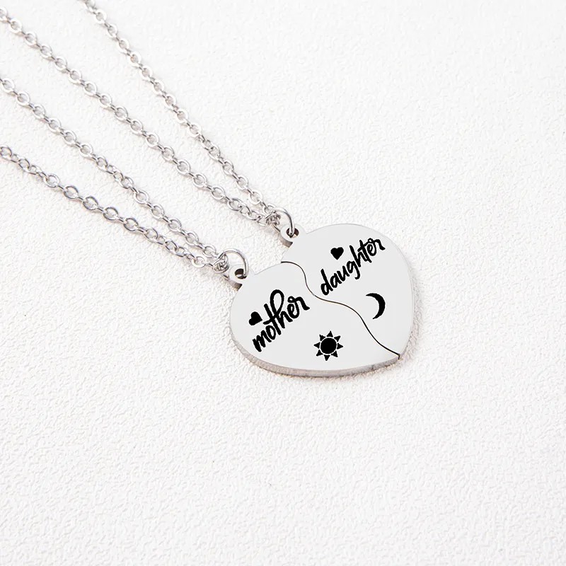 Casual MAMA Simple Style Letter Heart Shape Stainless Steel Carving Pendant Necklace_colorza_1