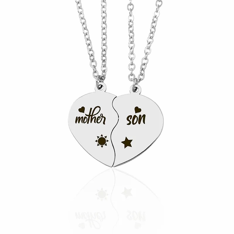 Casual MAMA Simple Style Letter Heart Shape Stainless Steel Carving Pendant Necklace_colorza_2