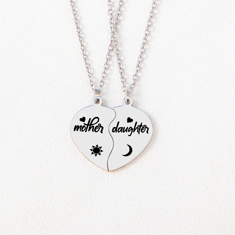 Casual MAMA Simple Style Letter Heart Shape Stainless Steel Carving Pendant Necklace_colorza_5