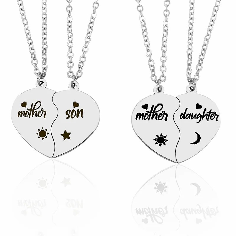 Casual MAMA Simple Style Letter Heart Shape Stainless Steel Carving Pendant Necklace_colorza_6