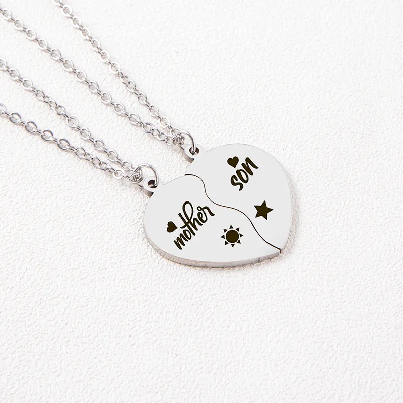 Casual MAMA Simple Style Letter Heart Shape Stainless Steel Carving Pendant Necklace_colorza_7