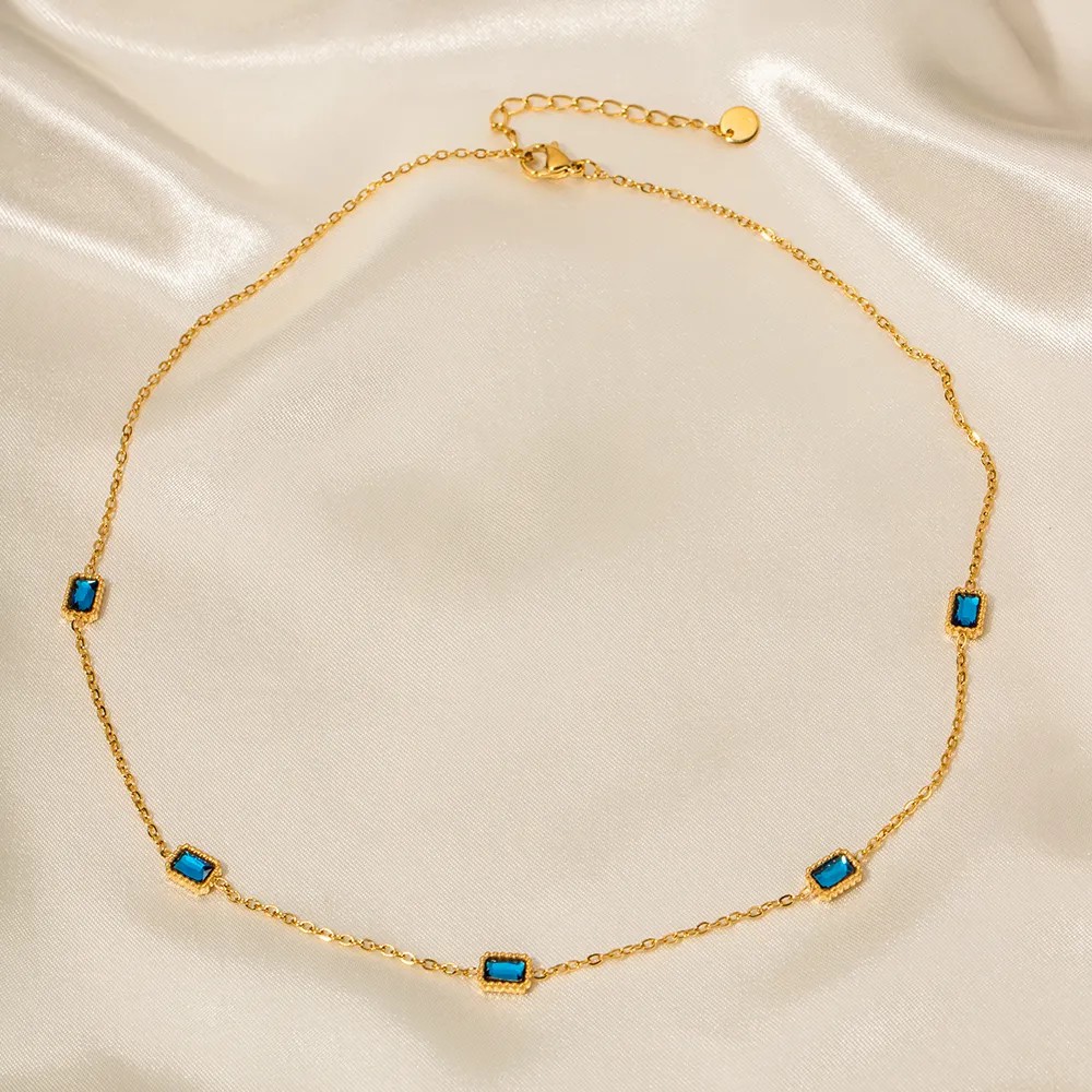 INS Style Simple Style Rectangle Stainless Steel Plating Inlay Zircon Gold Plated Long Necklace Necklace_colorza_6