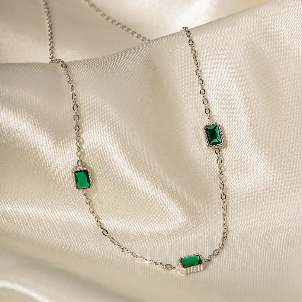 INS Style Simple Style Rectangle Stainless Steel Plating Inlay Zircon Gold Plated Long Necklace Necklace_colorza_8