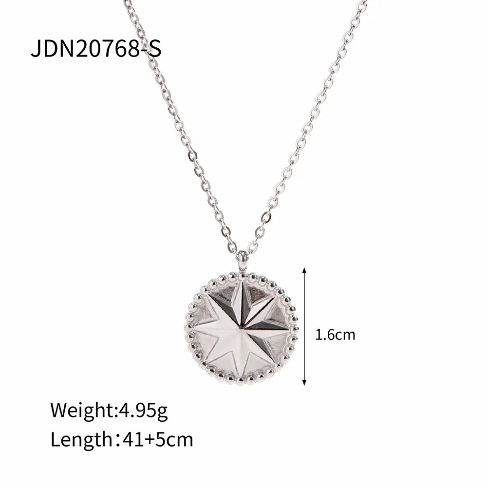INS Style Simple Style Round Star Stainless Steel Plating Pendant Necklace_colorza_2