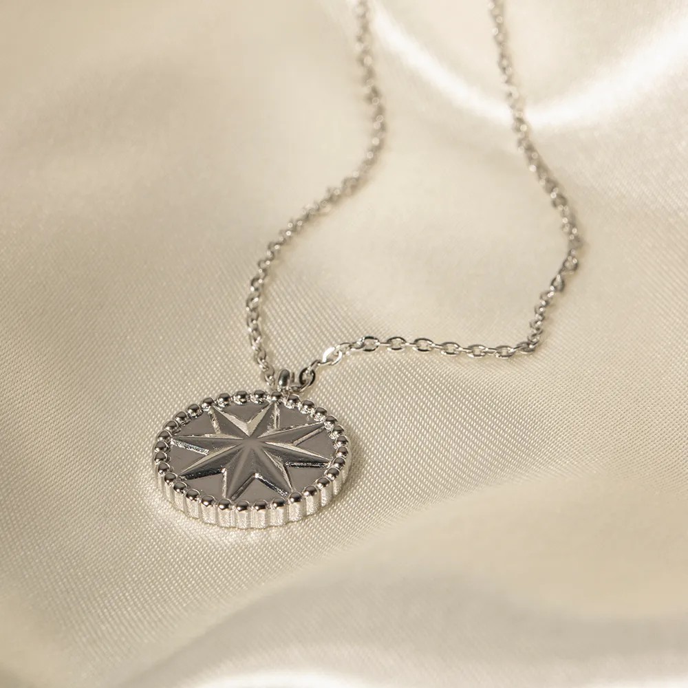 INS Style Simple Style Round Star Stainless Steel Plating Pendant Necklace_colorza_3