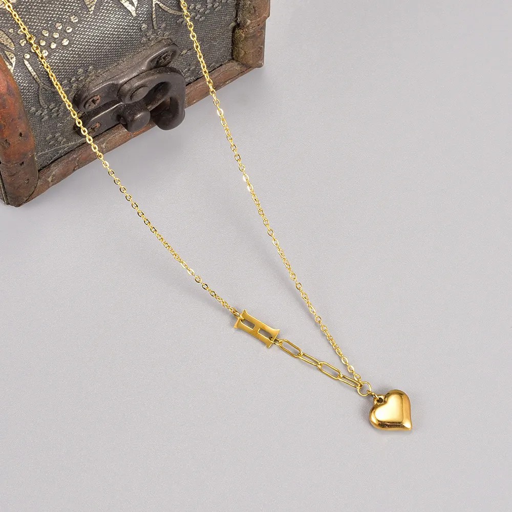Casual Simple Style Heart Shape Titanium Steel Plating 18K Gold Plated Pendant Necklace Long Necklace_colorza_5