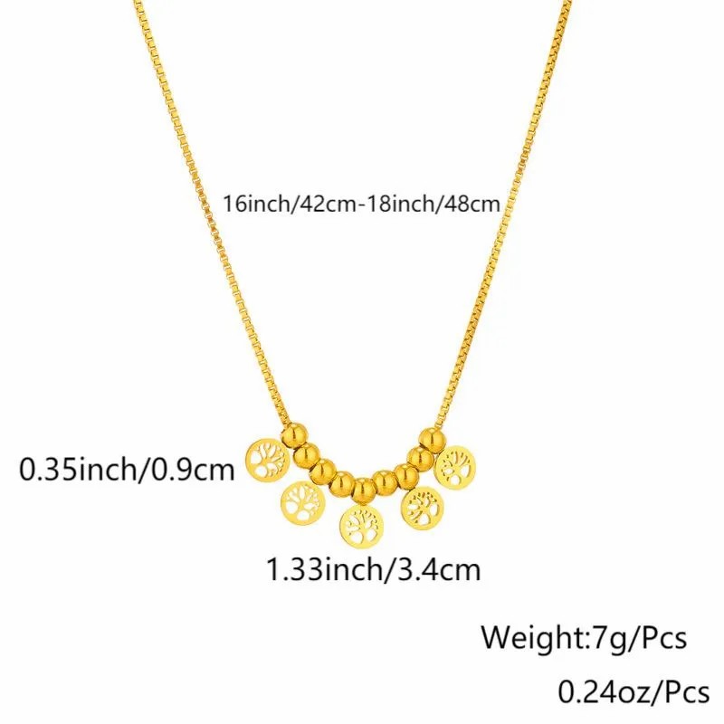 INS Style Casual Tree Butterfly Daisy Titanium Steel Plating 18K Gold Plated Pendant Necklace_colorza_1