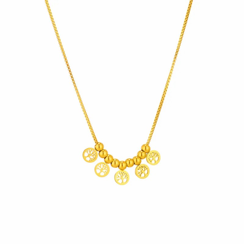 INS Style Casual Tree Butterfly Daisy Titanium Steel Plating 18K Gold Plated Pendant Necklace_colorza_3