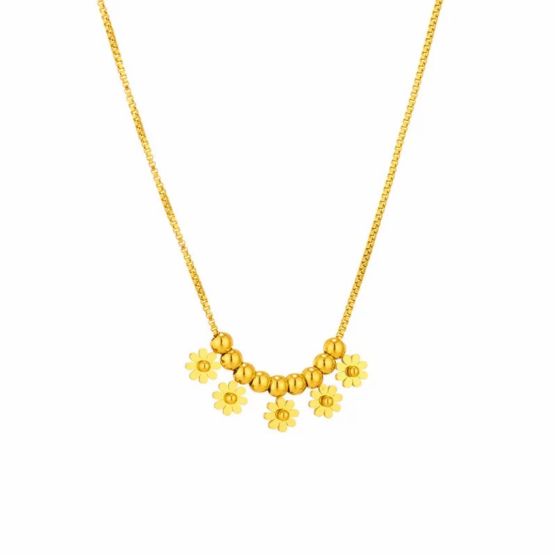 INS Style Casual Tree Butterfly Daisy Titanium Steel Plating 18K Gold Plated Pendant Necklace_colorza_5