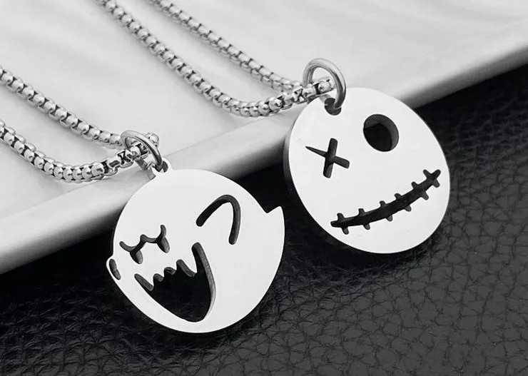 Cartoon Style Smiley Face Titanium Steel Polishing Pendants_colorza_3