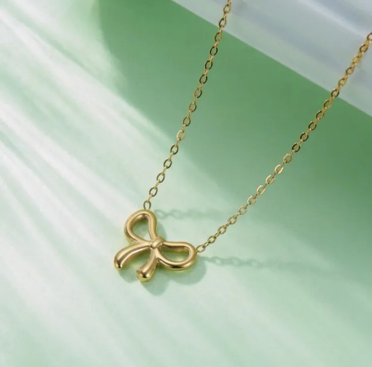 Retro Simple Style Streetwear Bow Knot Titanium Steel Pendant Necklace_colorza_1
