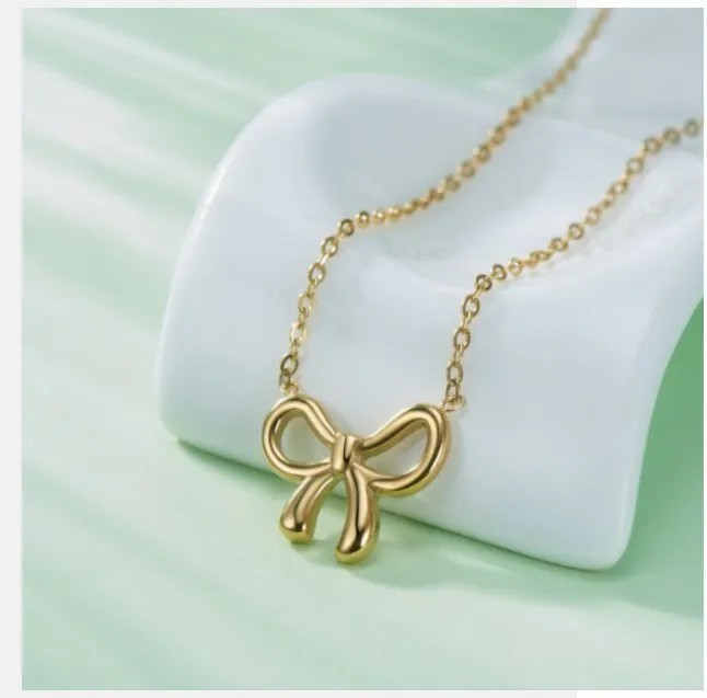 Retro Simple Style Streetwear Bow Knot Titanium Steel Pendant Necklace_colorza_2