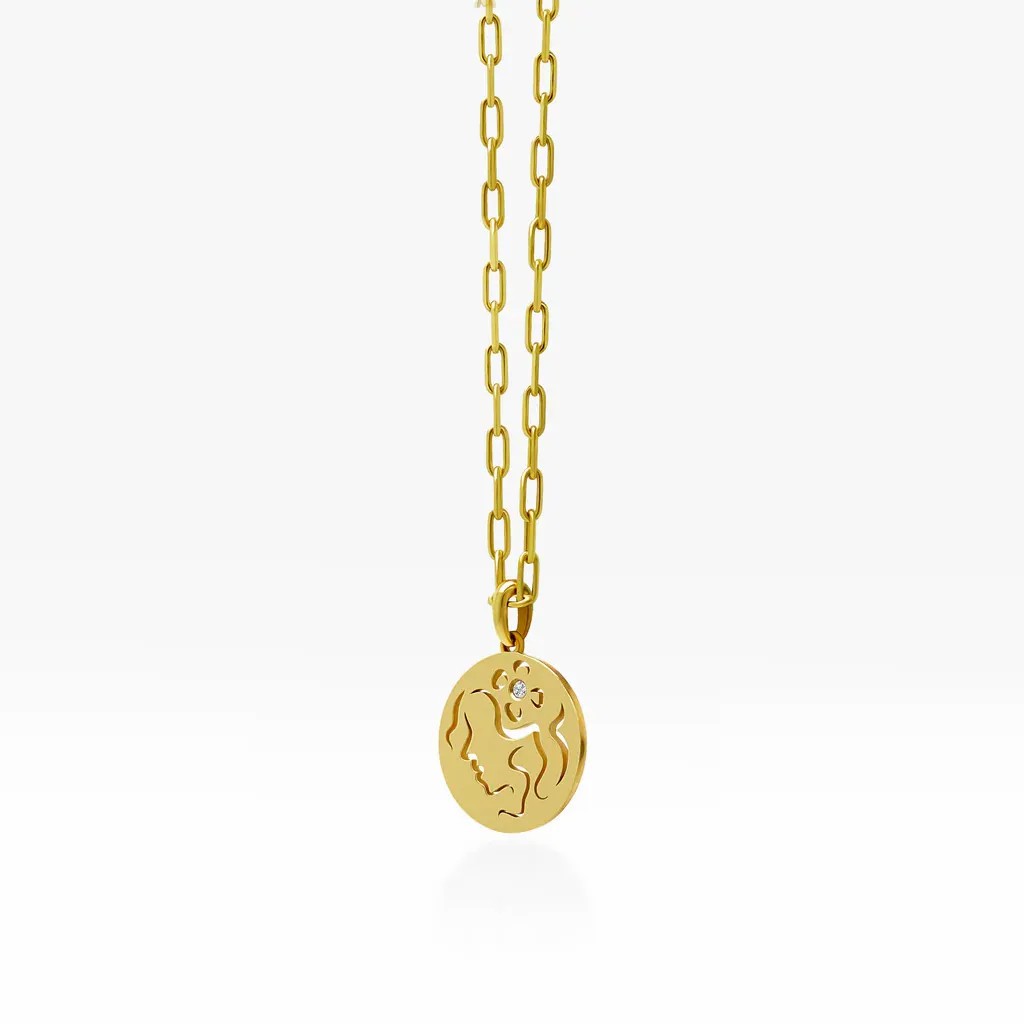 Casual Retro Constellation Stainless Steel Plating Hollow Out Inlay Zircon 18K Gold Plated Pendant Necklace_colorza_1