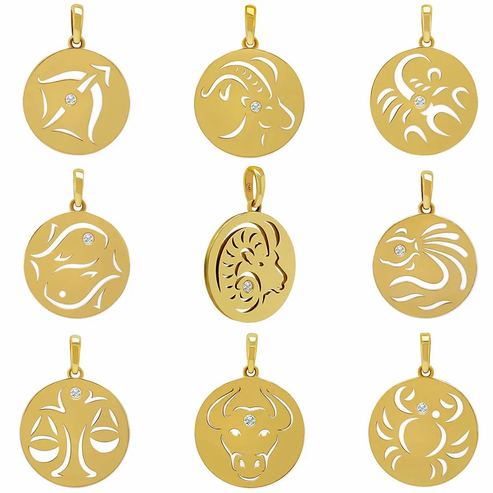 Casual Retro Constellation Stainless Steel Plating Hollow Out Inlay Zircon 18K Gold Plated Pendant Necklace_colorza_5