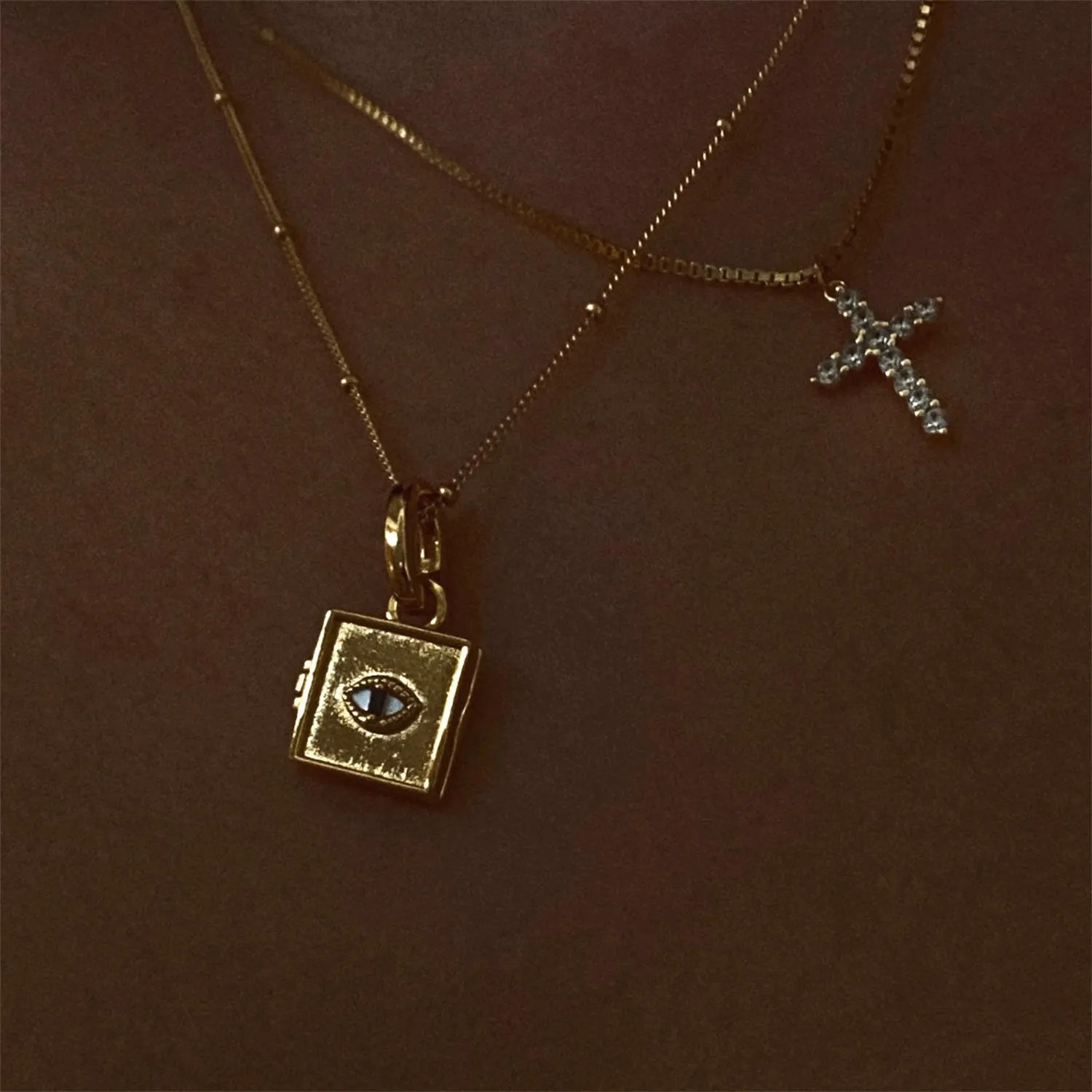 Retro Simple Style Cross Stainless Steel Plating Inlay Zircon 18K Gold Plated Pendant Necklace_colorza_3