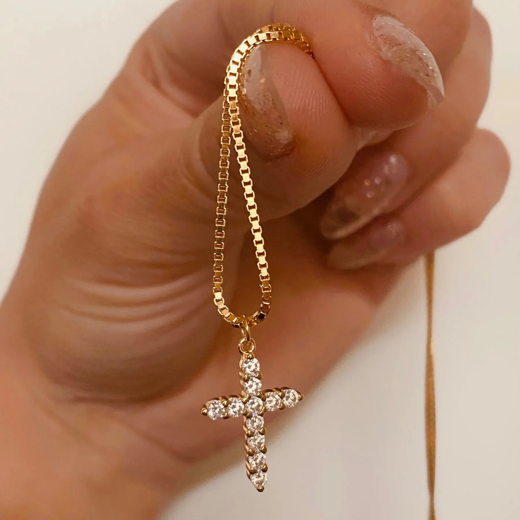 Retro Simple Style Cross Stainless Steel Plating Inlay Zircon 18K Gold Plated Pendant Necklace_colorza_4